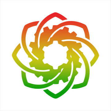Colorful Abstract Gear and Petal Logo for Tech and Business