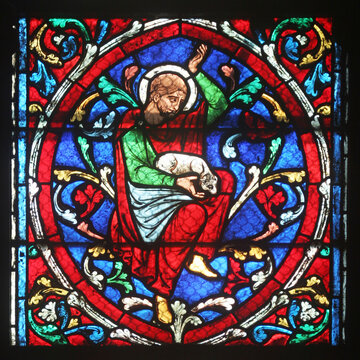 Tree of Jesse, stained glass window in the Notre Dame Cathedral, UNESCO World Heritage Site in Paris, France