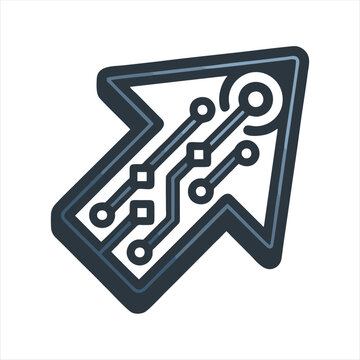 Digital Technology Arrow Circuit Icon for Business Growth