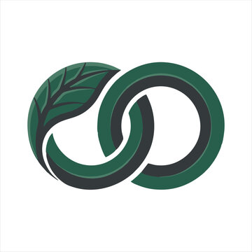 Eco Green Interlocked Leaf and Ring Logo Design