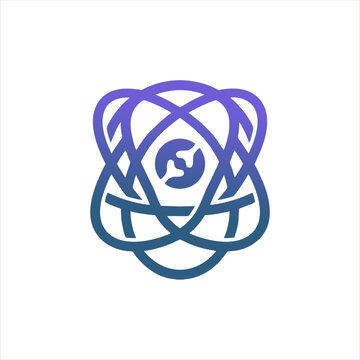 Abstract Atom Icon and Purple Gradient Vector Illustration