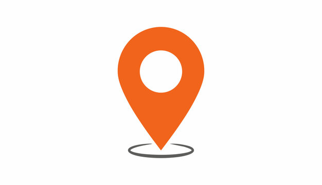 Simple orange map pin icon with shadow, perfect for maps, navigation, and travel app designs.
