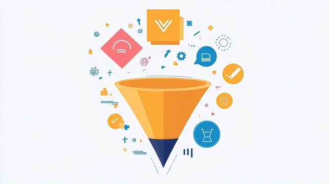 Marketing sales funnel concept with icons for business growth and lead, business