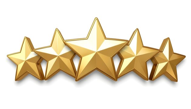 Five golden stars arranged in a row, symbolizing excellence and achievement