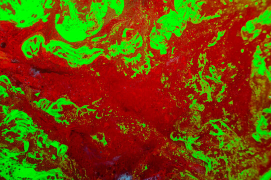 Colorful abstract design with red and green patterns created in a studio setting