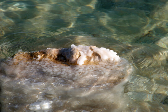 Crystallized salt rocks along the shores of the Dead Sea, Israel