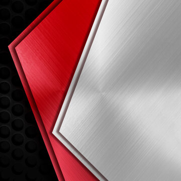 Layered Brushed Metal and Perforated Industrial Background
