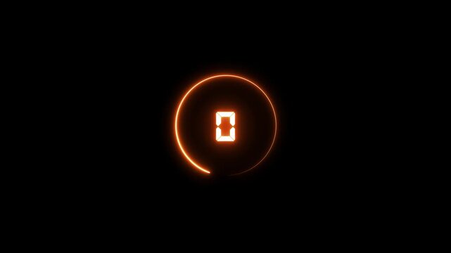 neon circle 5 to 1 second modern digital countdown timer neon light style on black background,5 seconds simple countdown timer. Circle countdown timer 5 sec animation.4k motion graphics video