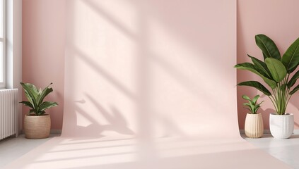 Fototapeta premium Generative AI captures a softly lit interior space with potted plants