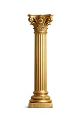 Obraz premium Elegant golden Corinthian column on white background.