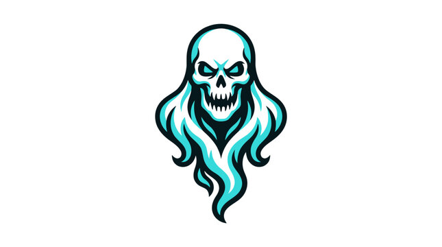 Fierce spectral skull ghost mascot logo design.