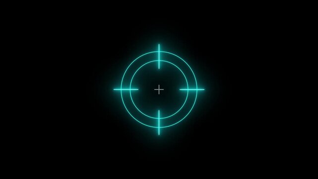 Glowing neon target icon animation. Military training , Military target icon animation.