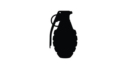 Fototapeta premium Hand Grenade Silhouette Against A White Background
