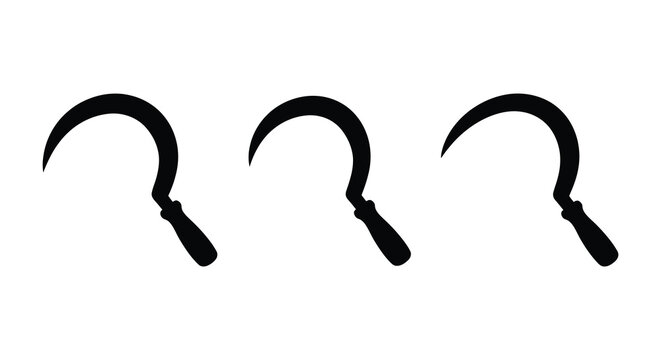 Three Sickles In Black Silhouette sickle reaping hook