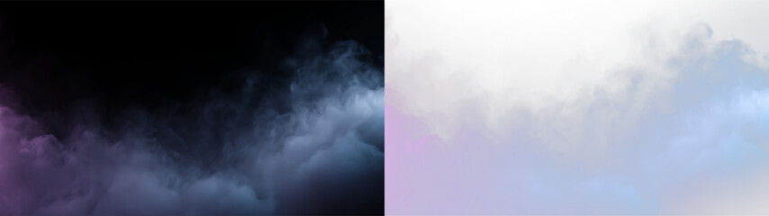 Clouds drift in soft shades of blue and pink against a transparent background during a peaceful day © Liubov