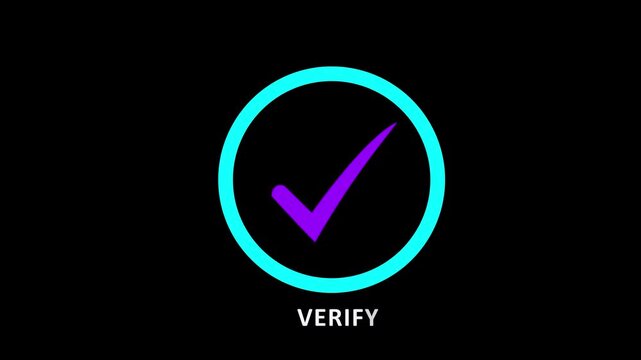 Abstract tick mark icon animation with confirm text. Check mark symbol. confirm tick mark icon, Check mark icon animation.