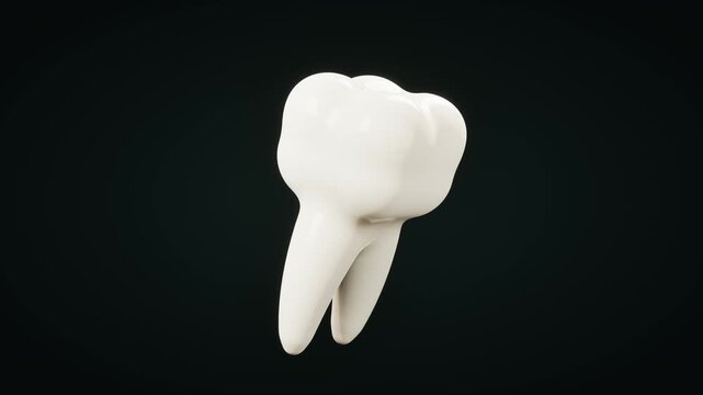 White tooth on dark background. 3d rendering