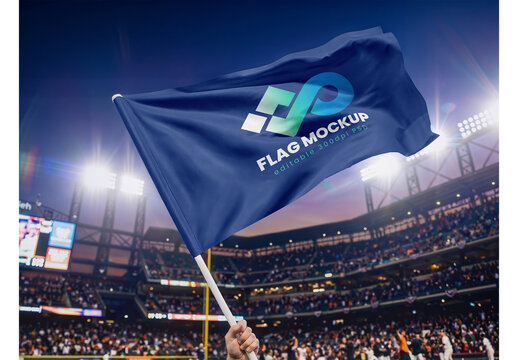 Waving Flag Mockup Template for Product Branding and Advertising Design