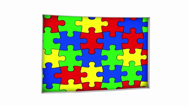 Arkansas AR State Map Autism Puzzle Pieces Awareness Autistic Symbol Spectrum 3d Animation