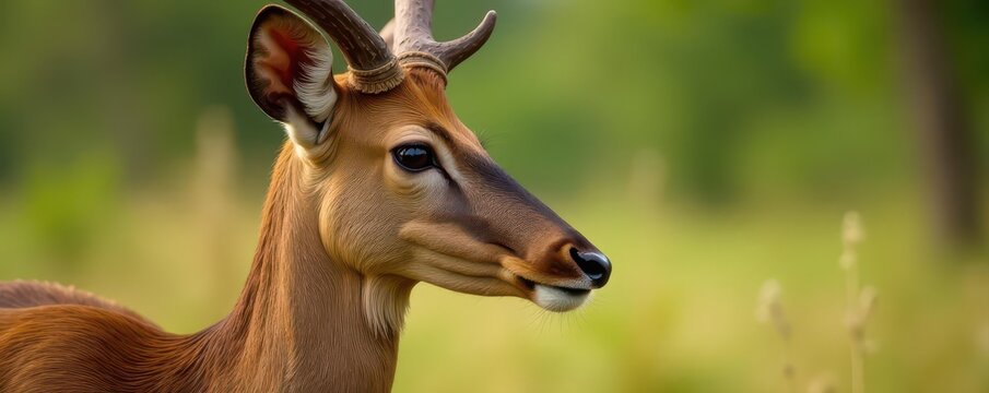 Close-up of a male swamp deer's profile in Kanha National Park , deer, endangered