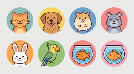 Fototapeta premium Cute cartoon animal icons set