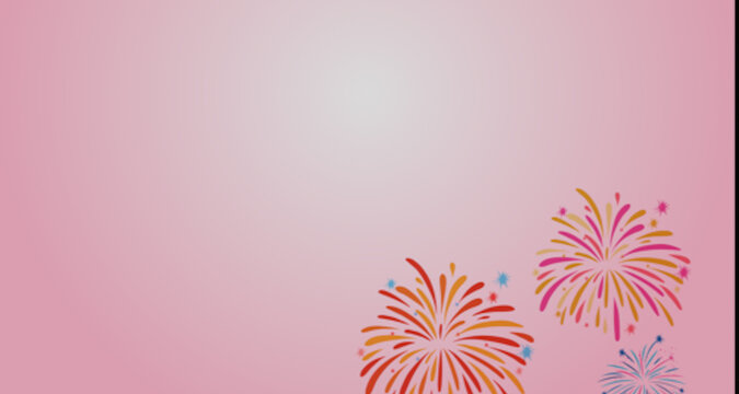 Beautiful bright Fireworks at dark sky background.
