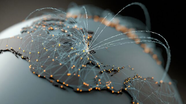 globe terrestre num&eacute;rique avec r&eacute;seau de connexions mondiales lumineux