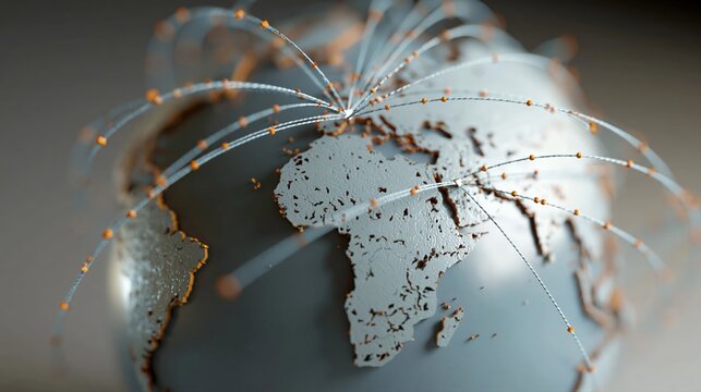 Globe terrestre stylis&eacute; avec connexions mondiales reliant l'Afrique