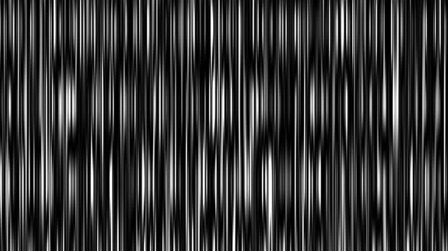 Abstract monochrome vertical lines motion background, seamless digital glitch effect loop black and white