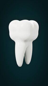 White tooth on dark gradient background. 3d rendering
