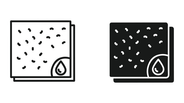 Set of absorbent material icons, water absorbent fabric or paper, vector illustration