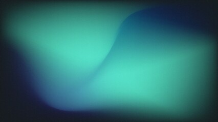 Fototapeta premium Abstract grainy glass gradient background with smooth fluid waves, frosted glassmorphism texture with film grain noise and dark teal, mint green, and deep navy blue color blend