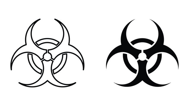 Biohazard symbol set, vector illustration of biological hazard warning sign, flat icon design
