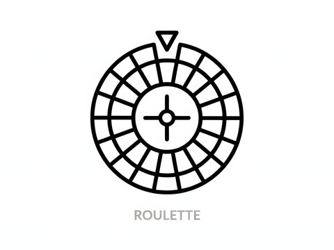 Roulette wheel icon for casino game and betting app ui, minimalist vector symbol