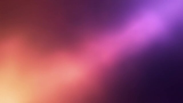 Dreamy sunset lavender cinematic light leak with warm peach, pink and violet gradients flowing across dark space, creating a premium seamless video overlay with soft glow and cinematic atmosphere.