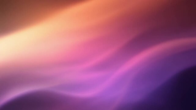 Dreamy sunset lavender cinematic light leak with warm peach, pink and violet gradients flowing across dark space, creating a premium seamless video overlay with soft glow and cinematic atmosphere.