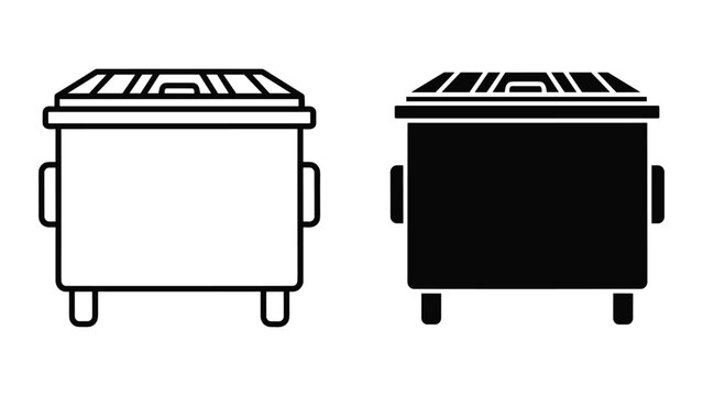 Dumpster icon set, waste container symbol, garbage bin vector illustration