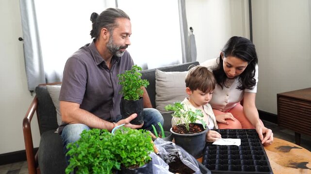 The family enjoyed doing activities together at home during the holidays; parents taught their children how to plant trees, see seeds, and grow vegetables in a home garden.