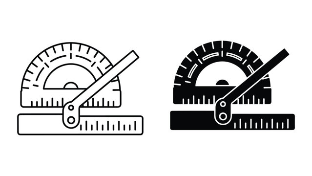 Bevel protractor icon set, vector illustration of a precision measuring tool for angles and slopes, isolated on white background