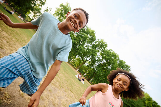 Children have fun outdoors