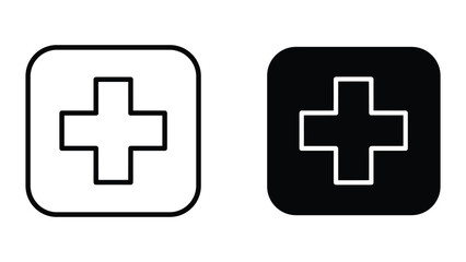 Set of medical cross icons, simple flat design, vector illustration isolated on white background