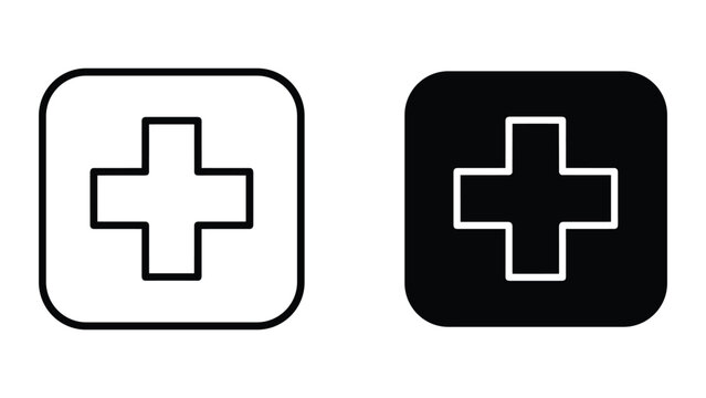 Set of medical cross icons, simple flat design, vector illustration isolated on white background