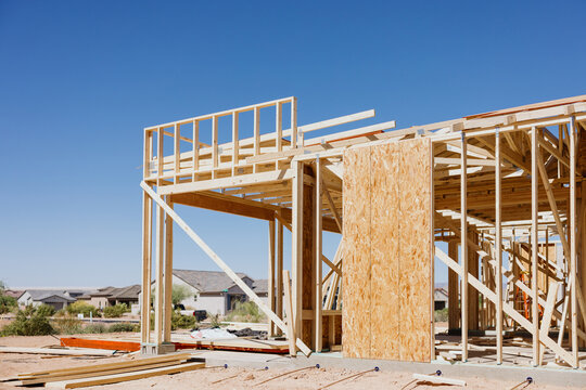 Construction of a House Framework in a Residential Area