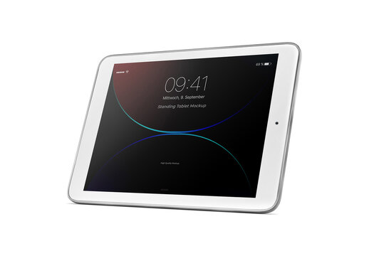 Horizontal Tablet Half Side View Mockup Realistic Render for Branding