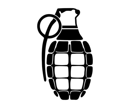 Hand grenade military weapon explosive defense vector silhouette icon