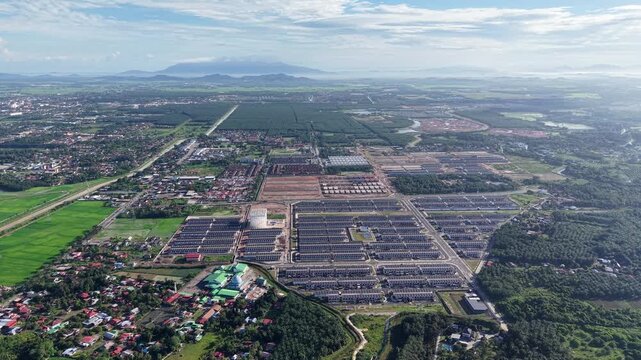Aerial shot captures large compound with many rows of buildings at Kubang Semang