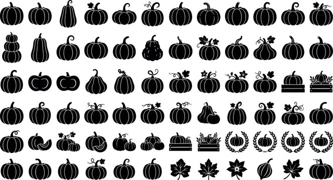Autumn Pumpkin Silhouettes Collection for Harvest Festival and