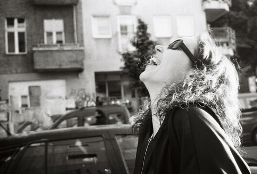Black and White Street happy Portrait