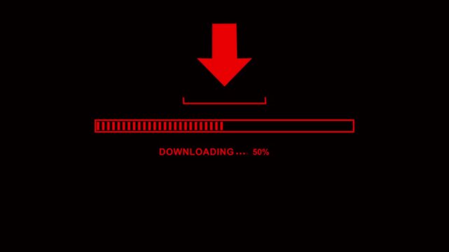 Red Download Progress Bar Animation | Futuristic Downloading Interface | Tech HUD Loading Screen | Loop Motion Background