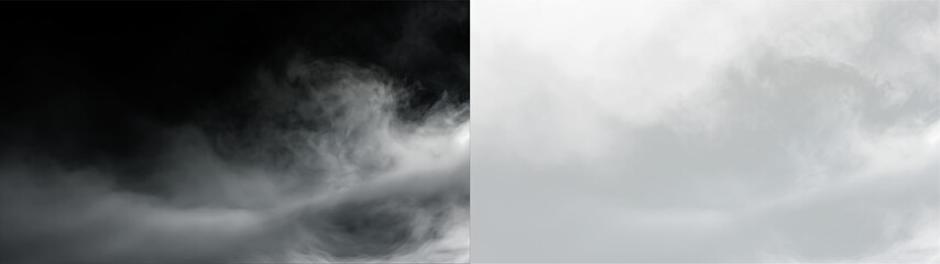Clouds drift across a gray sky on a transparent background during a quiet moment of the day © Liubov